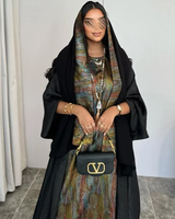Abaya de Golf Noire Musulmane Islamique avec Ensemble Intérieur Dubaï, Ensemble Abaya 2 Pièces