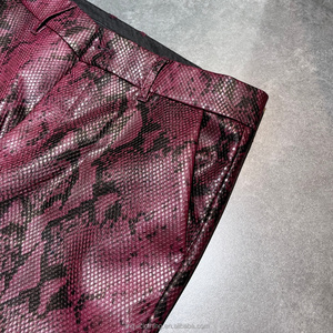 OEM Custom PU Vintage Snake Print <strong>Faux</strong> <strong>Leather</strong> Straight Leg Pants High Waist Punk Streetwear <strong>Trousers</strong> for <strong>Men</strong> - Product Image 3