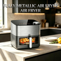 Air Fryer Digital 12-in-1 8L Full Stainless Steel 2100W dengan Ruang Pengisian Air 3D Stereoskopik untuk Keluarga dan Pesta