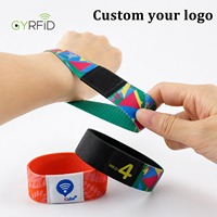 Bracelet élastique RFID personnalisé, étiquettes tissées NFC, bracelet tissé RFID, bracelets en tissu NFC