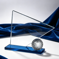 Trophées et plaques en cristal personnalisés directement de l'usine avec balle de golf pour les compétitions sportives – Récompense sportive en cristal pour le golf