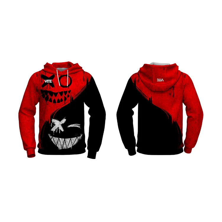 Wholesale Custom Fleece High Quality pull over hoodies men Sublimation 3D Printed red hoodies unisex