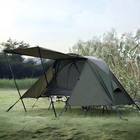 Tente de camping extérieure légère quatre saisons à double couche, une chambre, installation automatique, lit de voyage pliable et portable pour le glamping