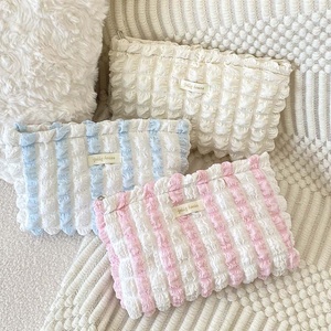 <b>Cream</b> Quilted <b>Clutch</b> Bag With Ruffle Edge Minimalist Style All Seasons Daily Use - Product Image 6