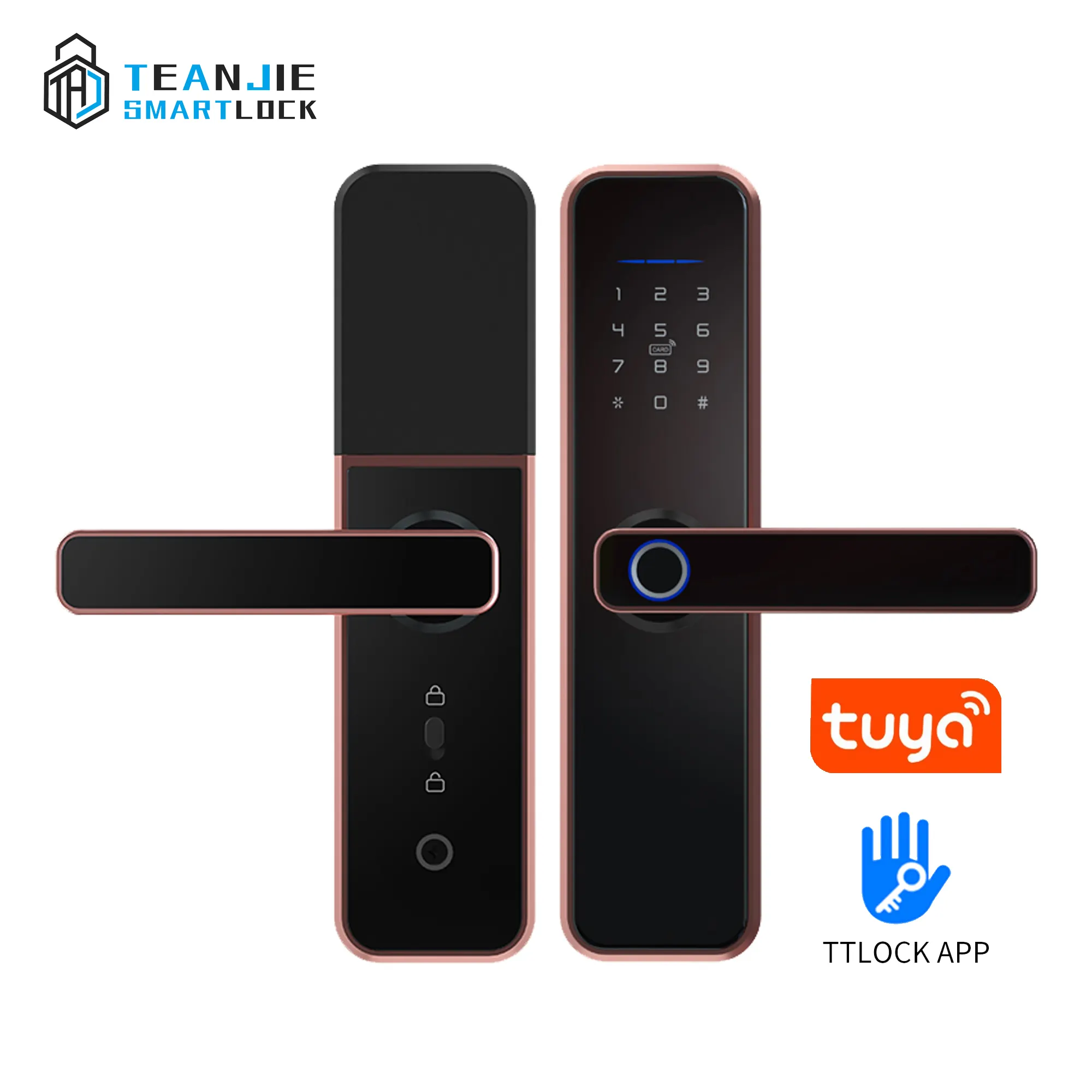 واي فاي البيومترية بصمة الرئيسية بطاقة رقمية لوحة المفاتيح قفل أوتوماتيكي الباب مع TTlock أو Tuya App