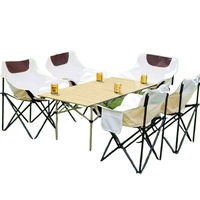 Ensemble de table et de chaises pliantes en aluminium pour l'extérieur - Ensemble complet portable pour le camping, le pique-nique et le barbecue