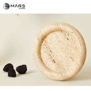 Plateaux de service en marbre beige <span class=keywords><strong>travertin</strong></span> pour la décoration de la maison, vente en gros personnalisée - Product Image 2