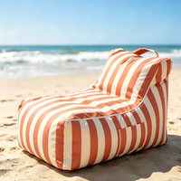 Housse de pouf imperméable à rayures pour extérieur, patio, piscine, plage, chaise longue, canapé