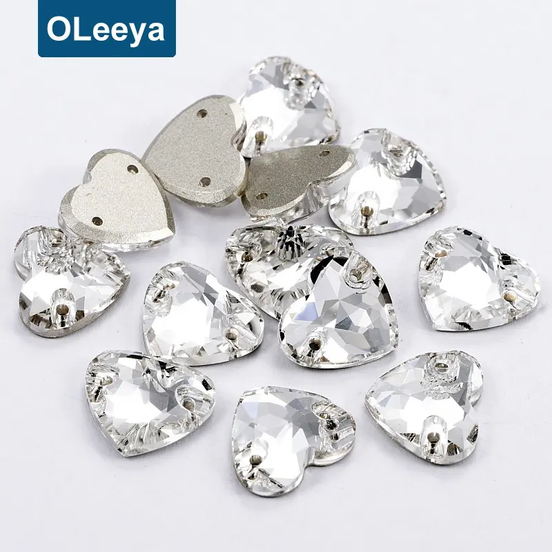 Hot Sale Best Quality 5A K9 Glass Sewing Gemstone Crystal Strass Fat Heart Sew on Rhinestones For Leotard Dress
