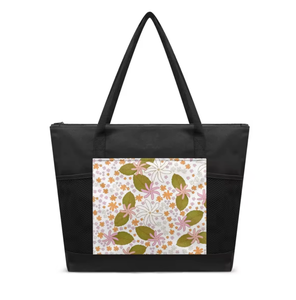 Bolsa de compras personalizada de gran capacidad, ecológica y reutilizable, con diseño de flores tropicales hawaianas. - Product Image 2