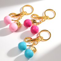 Mignon sac à dos décontracté pendentif sac à main accessoires Macaron couleur douce fille acrylique cerise porte-clés comme cadeau pour les meilleurs amis