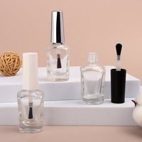 Flacon de vernis à ongles en verre cylindrique transparent réutilisable de 12 ml OEM/ODM avec bouchon à vis et impression UV