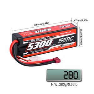 סוללת ליפו SUNPADOW 2S <span class=keywords><strong>7.4V</strong></span> <span class=keywords><strong>5300mAh</strong></span> 100C מארז קשיח עם תקע T עבור RC כרכרה טרגי רכב רכב סירה משאית מיכל - Product Image 4