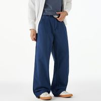 Nouveau pantalon décontracté ample bleu vintage pour hommes et femmes, style workwear, délavé, effet usé, plusieurs poches, longueur longue, tendance