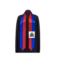 Étole de ceinture de graduation personnalisée 2024 polyester imprimé par sublimation étole de graduation de drapeau d'Haïti de broderie personnalisée