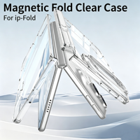 Étui de téléphone pliable transparent magnétique pour iPhone Duo avec béquille antichoc