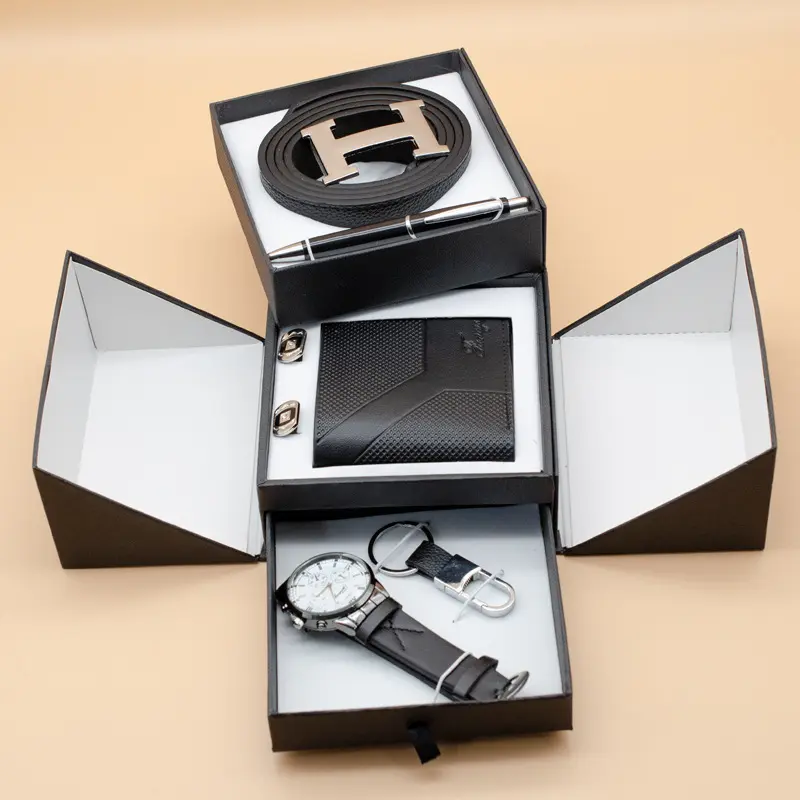 2024 nouvelles idées affaires pratique coffret cadeau entreprise événement d'entreprise créatif luxe portefeuille montre 6 en 1 client homme coffret cadeau ensemble