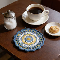 Tapis isolant artisanal en acrylique au crochet, motif floral moderne style ferme, articles de cuisine de luxe, Pâques