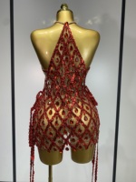 Robe de soirée moulante sexy à col halter sans manches, longueur mini, pour célébrer un anniversaire, séance photo en maille