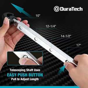 Telescoping <b>Basin</b> <b>Wrench</b> <b>Wrench</b>, <b>Adjustable</b> 3/8'' to 1-1/4'' Capacity Jaw with 10" 17" Extendable Handle for Tight Space - Product Image 4