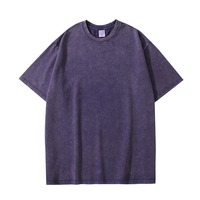 T-shirt Couple Été 2026 220G Délavé à l'acide Effet Usé Manches Courtes Fendues Vintage Oversize Écologique Respirant Design Uni