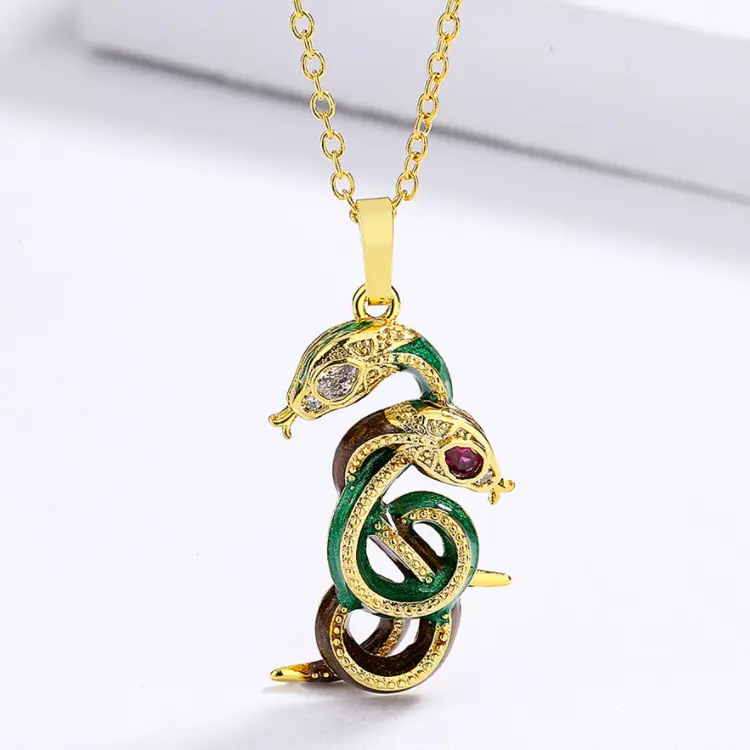 Epoxy jewelry KYNL0507 creative egyptian revival style snake shape handmade enamel necklace for women for party