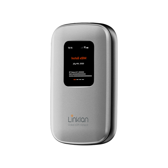 No Physical SIM Needed 4G Global ESIM WiFi Hotspot Silver 5000mAh High-Capacity Router Fast Internet for International Travel