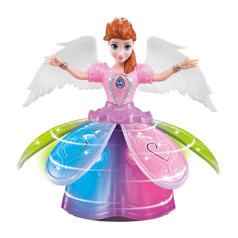 Танцевальная кукла Huiye, развивающая игрушка, вращающаяся танцевальная кукла принцессы, электрическая игрушка с подсветкой и музыкой