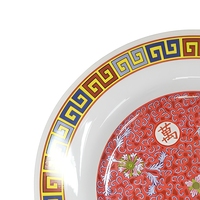 Assiette ronde en mélamine rouge chinoise de 7 pouces, incassable, compatible lave-vaisselle, avec logo personnalisé pour les dim sum