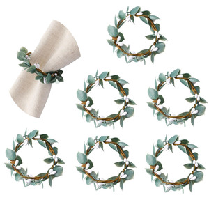 Anillo para Servilletas Hecho a Mano con Hojas Tejidas, Porta Servilletas con Hojas Verdes Artificiales, Decoración de Mesa para Bodas y Hoteles, Hebilla para Servilletas - Product Image 1