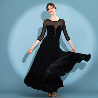 Robe longue de danse unie à manches mi-longues pour la pratique et la compétition de danse moderne
