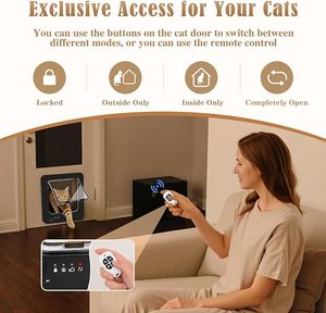 Porte intelligente pour chat avec télécommande et colliers connectés, pour usage intérieur, en plastique rectangulaire, pour chats - Product Image 3