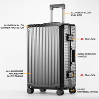 Maleta Clásica de Aluminio de 24 Pulgadas con Candado TSA y Rotación de 360 Grados °   Maleta de Viaje Resistente con Ruedas Giratorias, Maleta de Viaje Moderna