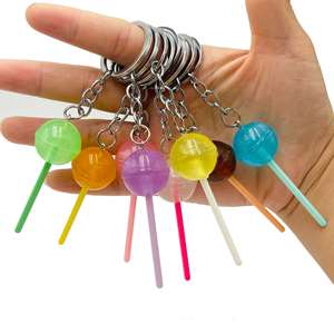 Mini porte-clés en résine 3D colorée en forme de sucette, joli porte-clés alimentaire simulé pour hommes et femmes, pendentifs de sac à main, cadeau - Product Image 1