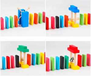 Jouets éducatifs en bois Montessori pour enfants, jeu de <span class=keywords><strong>dominos</strong></span> colorés, jouets de table - Product Image 3