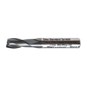 Fraise à queue en carbure monobloc Ttake Standard Ta1400, revêtement Nano TiAlN, hélice 30 degrés, 2 dents, pour usinage de métaux - Product Image 2