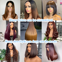 Perruques en cheveux humains vietnamiens lisses, double densité, avec fermeture frontale HD sans colle, couleur marron ombré, pour femmes noires, vente en gros