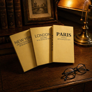 Boîte cadeau décorative dorée haut de gamme en forme de livre, série Lettres de la ville, ornement de bureau pour l'inauguration de la maison, cadeau - Product Image 1