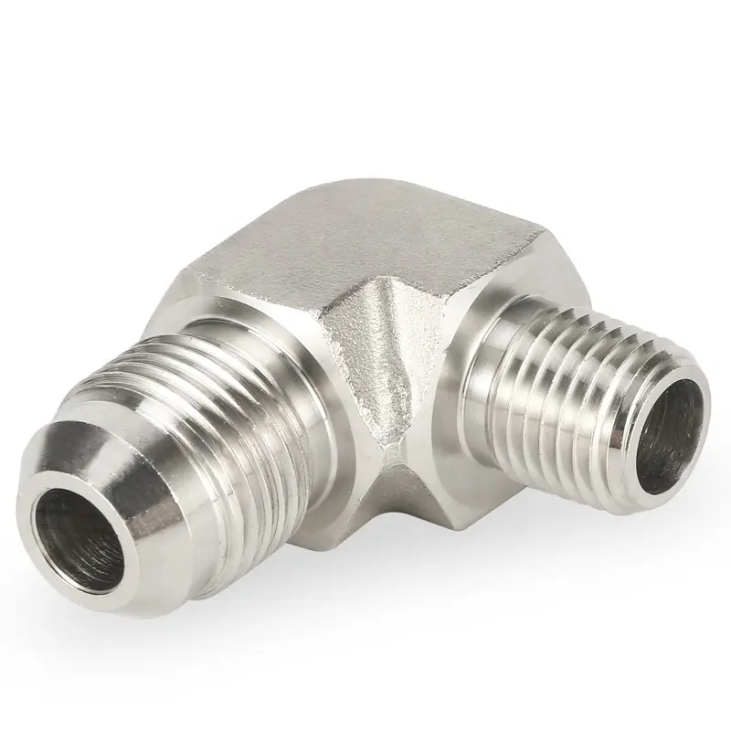 Stainless Steel 1/8 Hydraulic Adaptor JIC Compression Tube Fittings NPT to JIC 316L JIC Flared 37 Tube Fittings Male Elbow