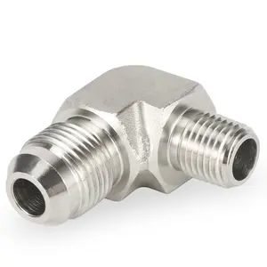 Adaptor Hidrolik Baja Tahan Karat 1/8 JIC Tabung Kompresi Fitting NPT Ke JIC 316L JIC Suar 37 Tabung Fitting Siku Pria