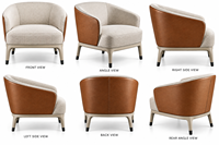 Fauteuil d'appoint contemporain bicolore rembourré, structure élégante et courbée, assise moelleuse en microfibre, idéal pour chambre et appartement