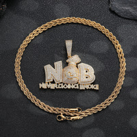 Collier pour homme YYN Jewelry, pendentif sac à monnaie hip-hop personnalisé, entièrement serti de zircon, chaîne en bambou