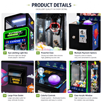 Distributeurs automatiques commerciaux verticaux minces avec LED verte, en verre trempé, à monnayeur, sans fil, mini, pour plusieurs joueurs, pour intérieur