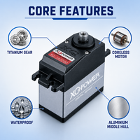 Servomoteur numérique sans noyau étanche en titane 15KG 20KG XQ-POWER S4016D S4020D pour pièces de drone RC, UAV, voiture, robot