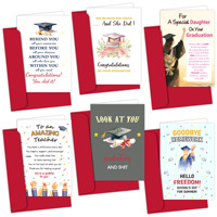 Ensemble de cartes de remise de diplôme inspirantes, 6 designs, cartes de félicitations, enveloppes rouges, papier fantaisie, impression offset, gaufrage
