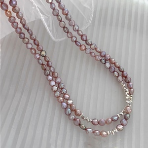 Collar Versátil de Plata de Ley S925 con Diseño de Plata Rota y Perlas de Agua Dulce Naturales de Color Púrpura, un Amor a Primera Vista - Product Image 5