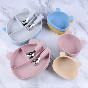 Hot selling items baby products bpa free silicone dinnerware sets children's feeding supplies kids tableware set with suction
