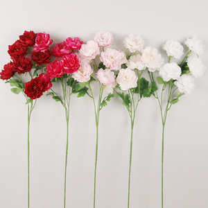 Fleurs artificielles de pivoine à longues tiges et 6 têtes, en plastique et soie, pour décorations de mariage, accessoires de bouquet - Product Image 4