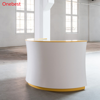 Table de réception pliable avec écran LED, comptoir moderne en bois, bureau de réception demi-rond pour la pâtisserie