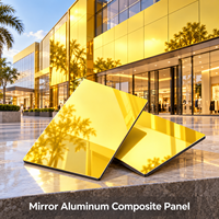 Panneau composite en aluminium miroir, couleur or champagne, 3 mm, taille personnalisée pour le revêtement du comptoir de réception